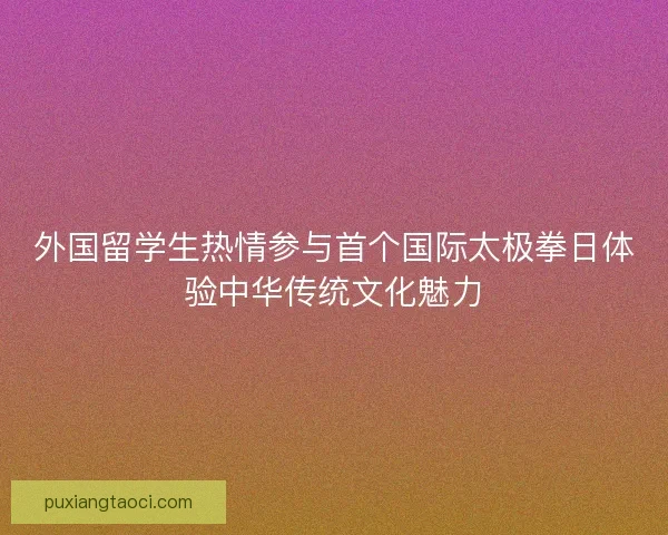 外国留学生热情参与首个国际太极拳日体验中华传统文化魅力