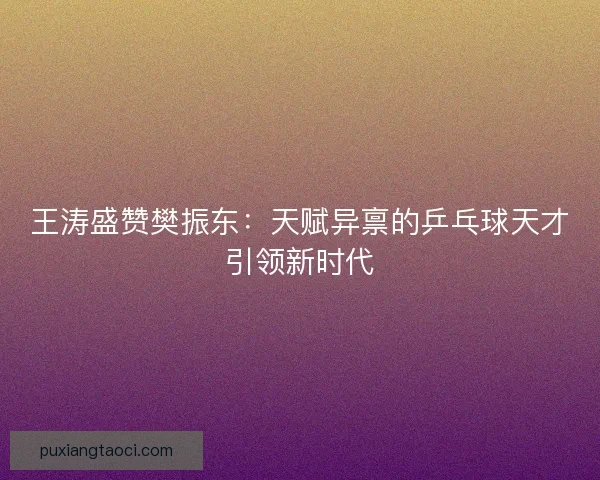 王涛盛赞樊振东：天赋异禀的乒乓球天才引领新时代